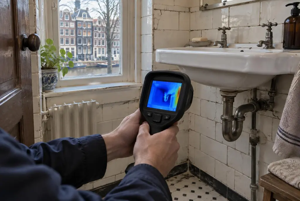 Lekdetectie Castricum – badkamer met oude leidingen achter de tegels