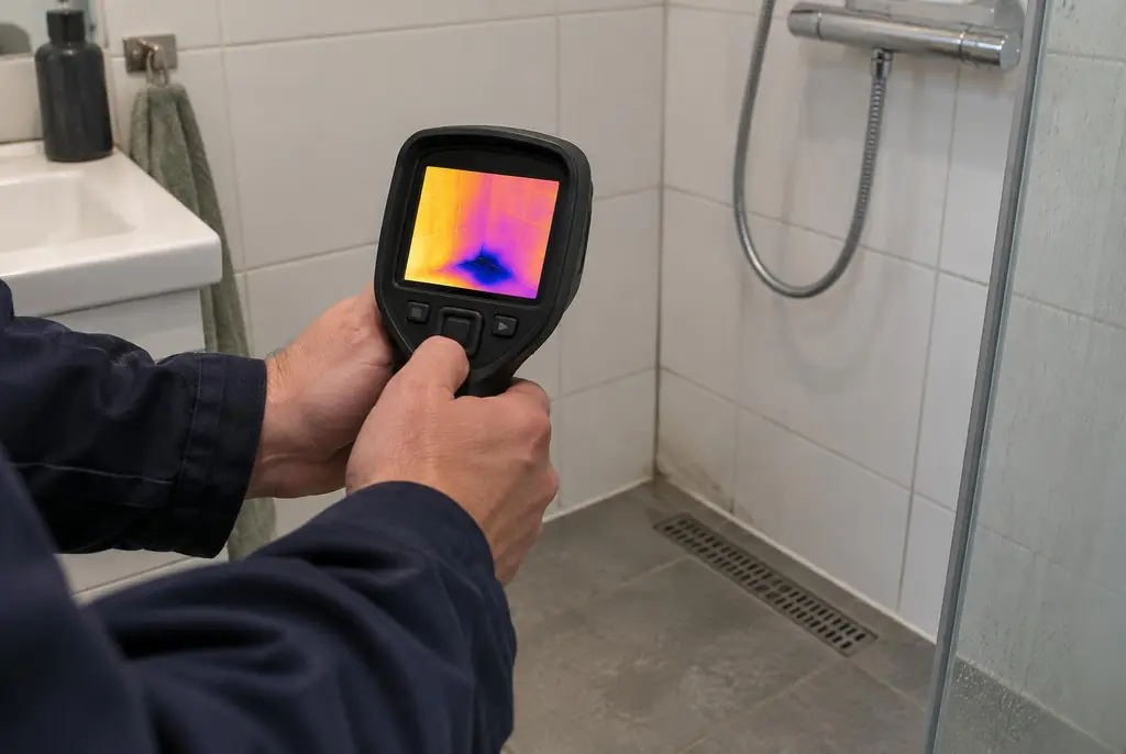 Lekdetectie Castricum – lekdetectiespecialist met warmtebeeldcamera in een badkamer