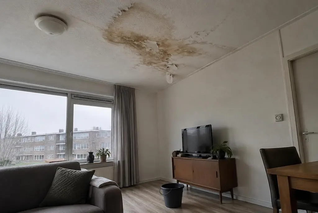 Lekdetectie Castricum – vochtplek op het plafond onder een badkamer